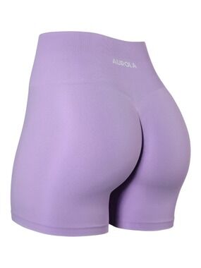 AUROLA Dream Collection Workout Shorts Small Lilac High Waist Seamless Scrunch